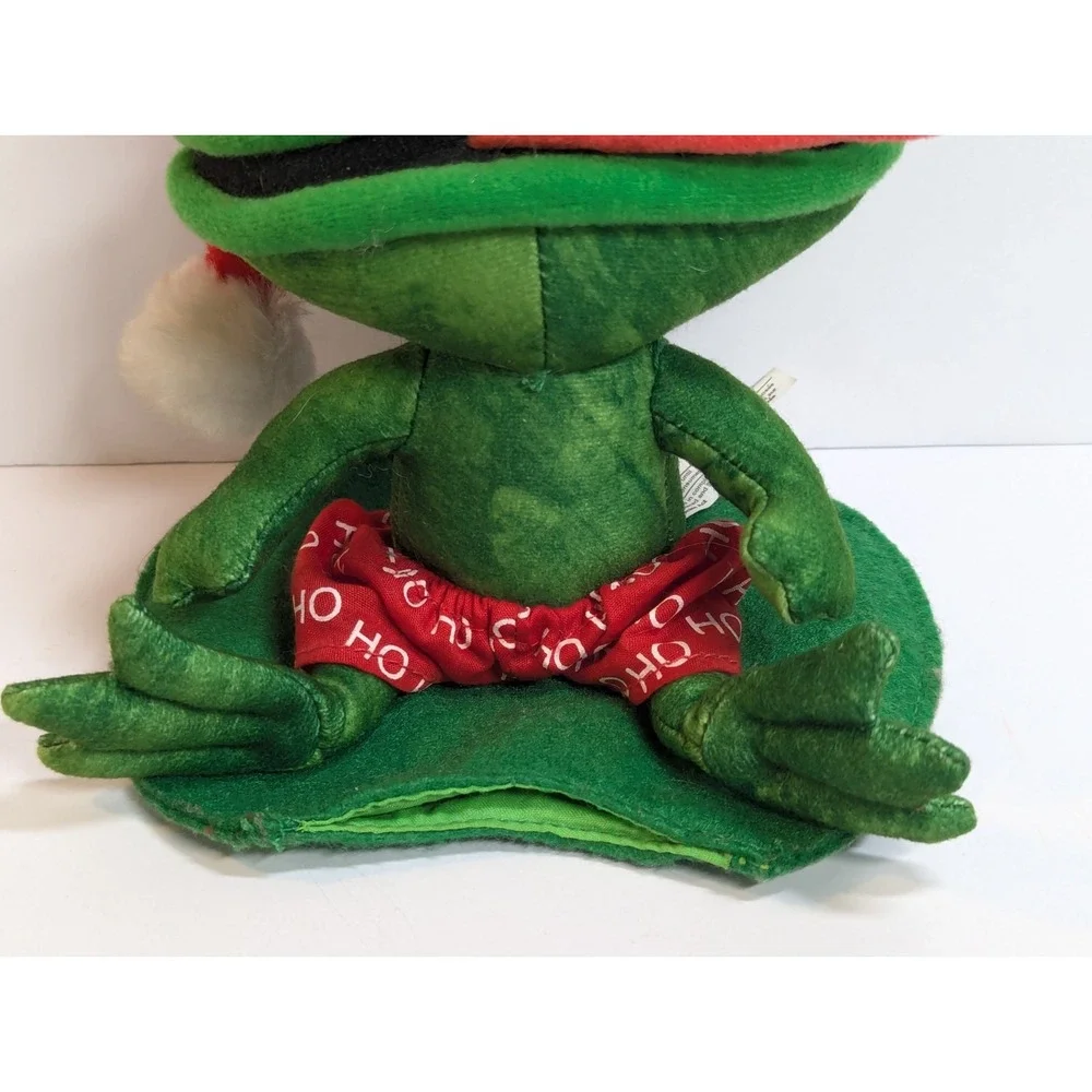 Santa Frog Snowflake Long Tongue Plush Sitting on‎ Lily Pad Gift Holder Pocket